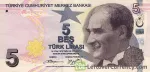 banknote 5 Turkish Lira